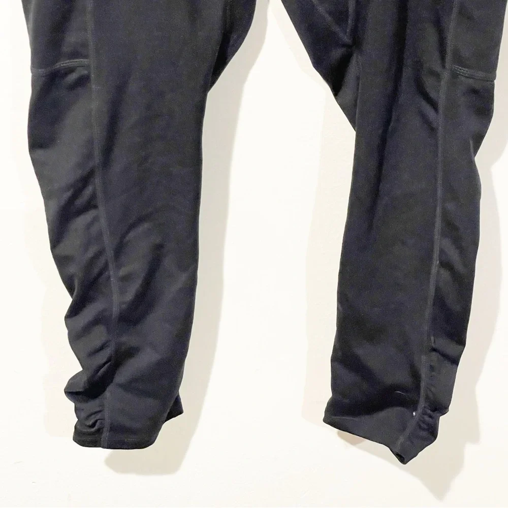 Free People Size‎ Small FP Movement Black Shiny Leggings Ruched Legs Athletic